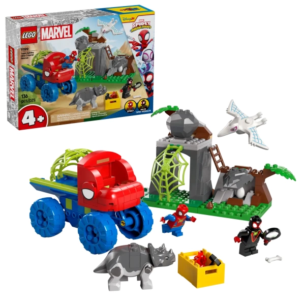 lego marvel Team Spidey reddingsmissie met dinotruck