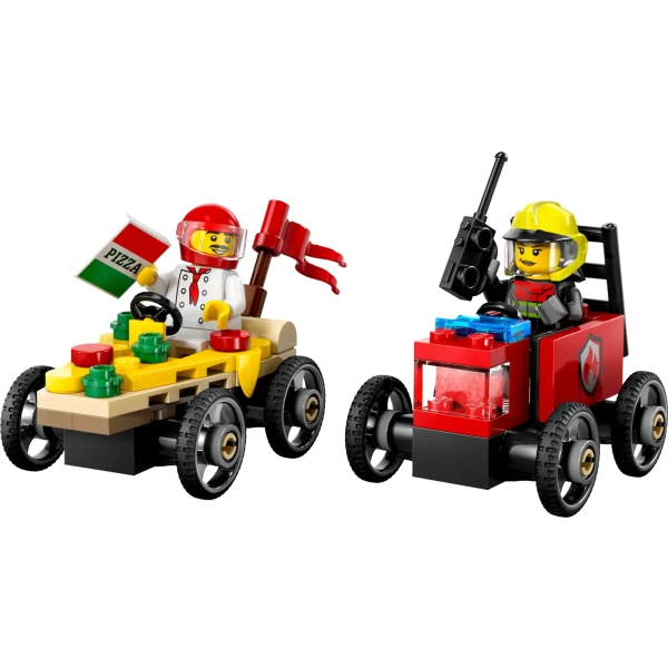 60458 LEGO City: Raceautopakket: Pizzabestelwagen vs. Brandweerauto