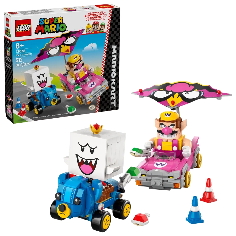 lego super mario mario kart wario en king boo