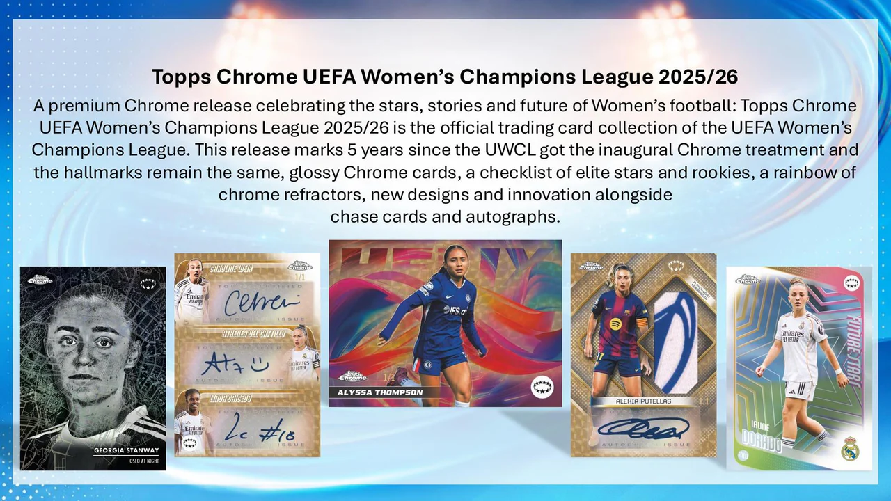 Topps 2025/26 Chrome Women's UEFA Champions League Soccer Hobby - Afbeelding 4